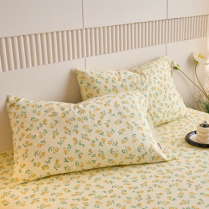 91家纺网 家纺一手货源 找家纺 春皖家纺 2025新款全棉原棉磨毛色织水洗单枕套回暖系列-风格二 知春意