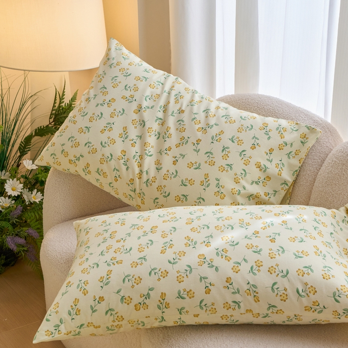 91家纺网 家纺一手货源 找家纺 春皖家纺 2025新款全棉原棉磨毛色织水洗单枕套回暖系列-风格二 知春意