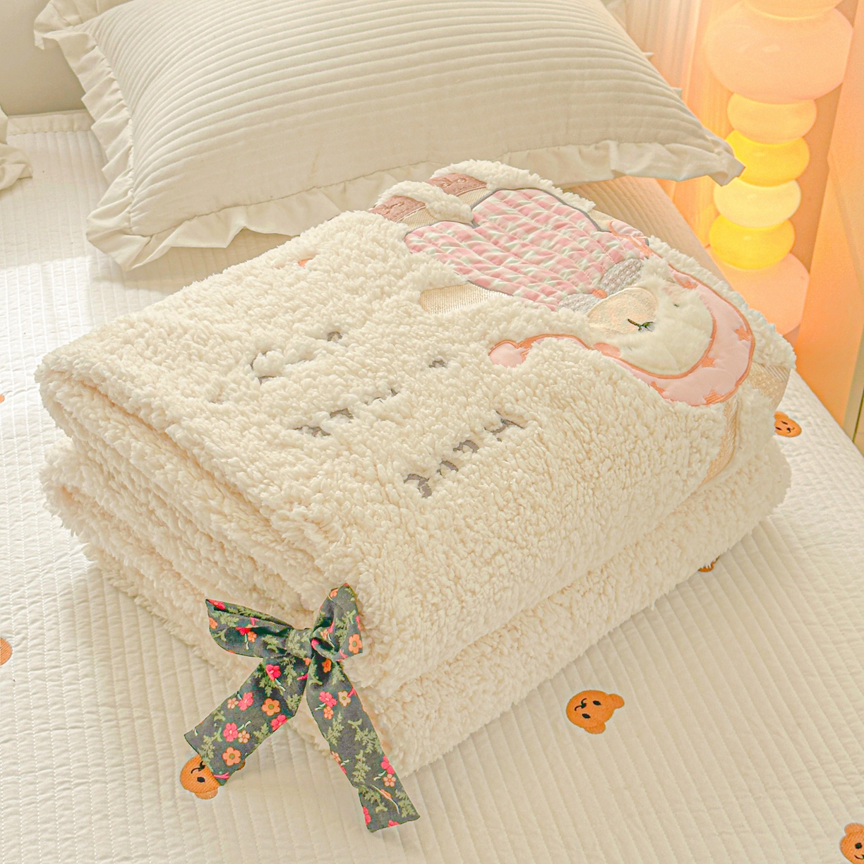 91家纺网 家纺一手货源 找家纺 （总）子钦家纺 2025秋冬新款羊羔绒牛奶绒卡通贴布绣单被套