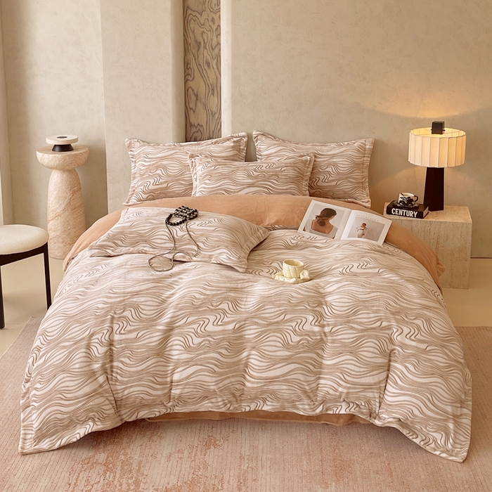 91家纺网 家纺一手货源 找家纺 春皖家纺 2025新款全消光雕花绒牛奶绒四件套 六色织梦