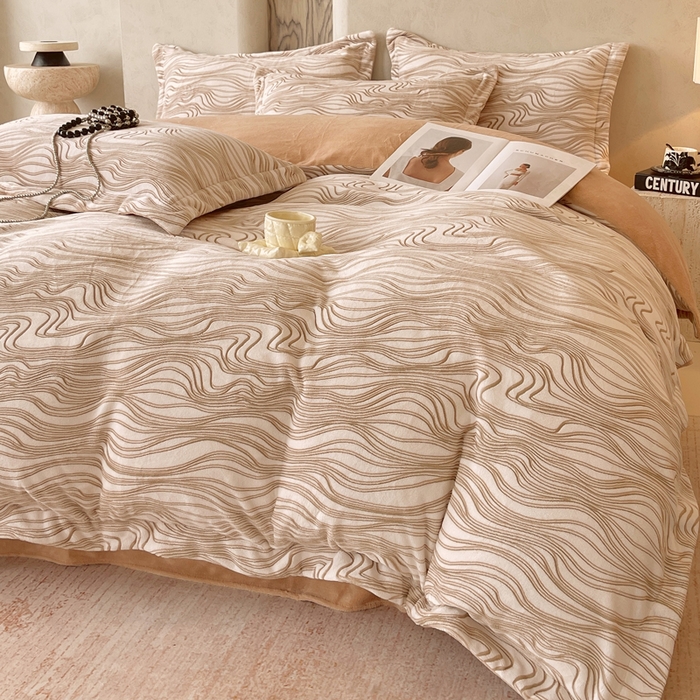 91家纺网 家纺一手货源 找家纺 春皖家纺 2025新款全消光雕花绒牛奶绒四件套 六色织梦