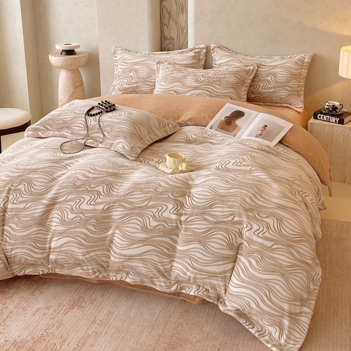 91家纺网 家纺一手货源 找家纺 春皖家纺 2025新款全消光雕花绒牛奶绒四件套 六色织梦