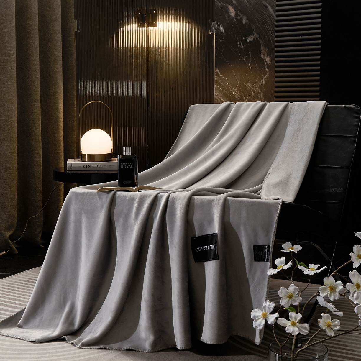 91家纺网 家纺一手货源 找家纺 禧禾 2025新款300g氨超锦狐绒航空午睡素色毛毯（控价：券后到手价不低于88元/148元/208元） 铂金银