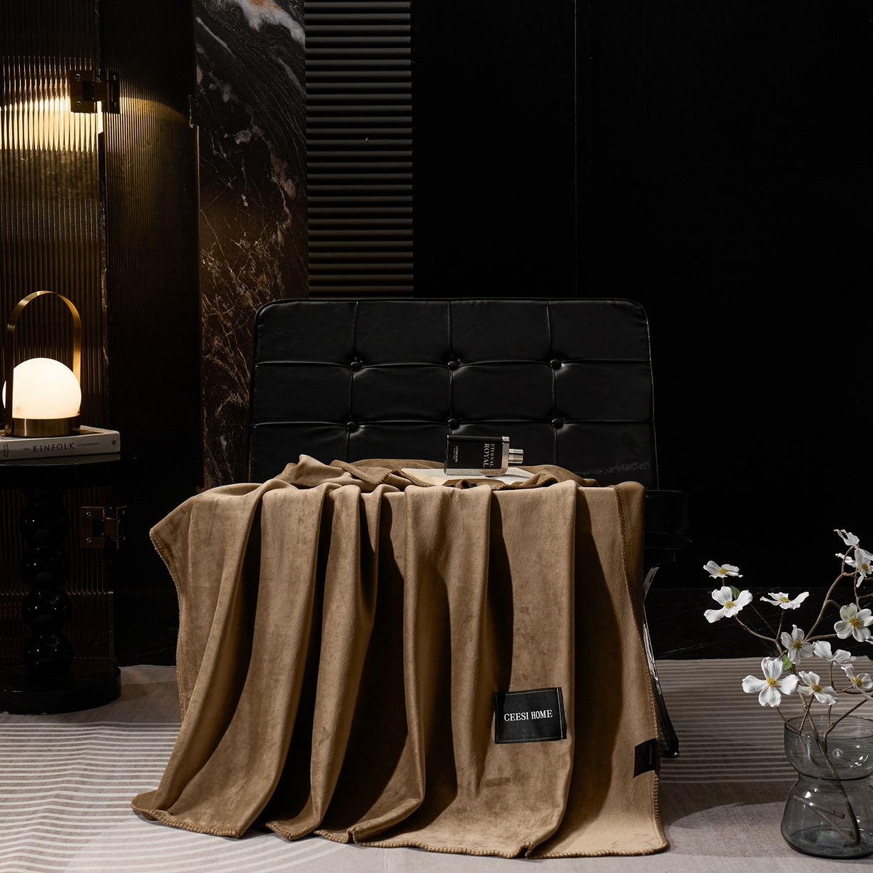 91家纺网 家纺一手货源 找家纺 禧禾 2025新款300g氨超锦狐绒航空午睡素色毛毯（控价：券后到手价不低于88元/148元/208元） 凡戴克棕
