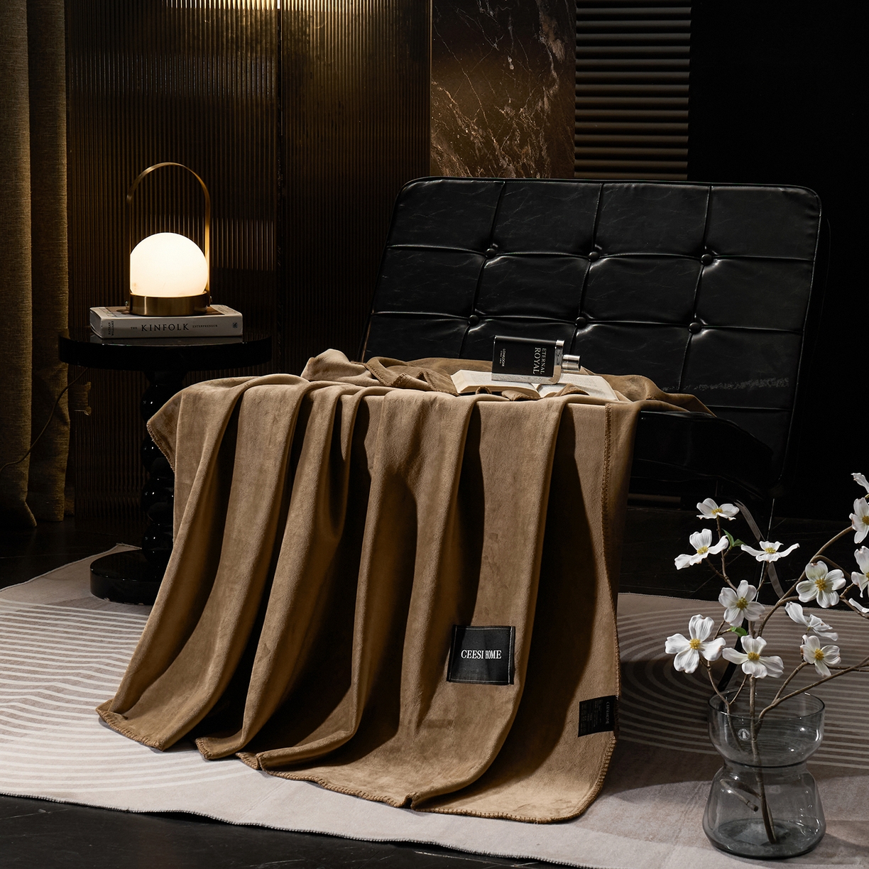 91家纺网 家纺一手货源 找家纺 禧禾 2025新款300g氨超锦狐绒航空午睡素色毛毯（控价：券后到手价不低于88元/148元/208元） 凡戴克棕