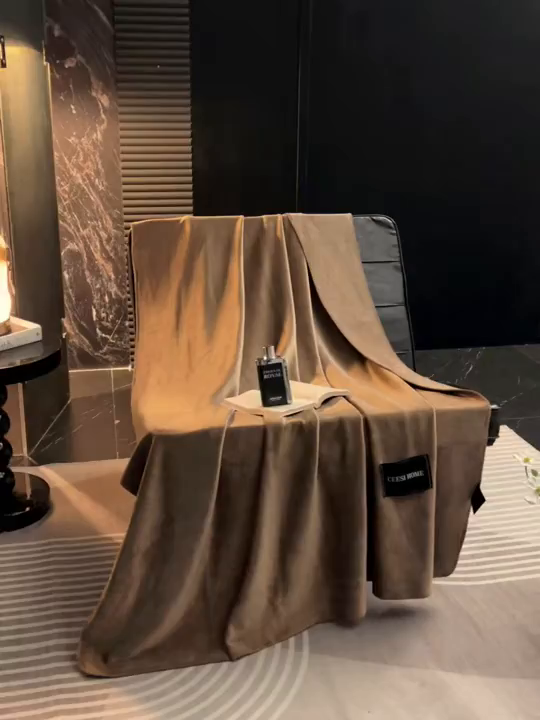 91家纺网 家纺一手货源 找家纺 禧禾 2025新款300g氨超锦狐绒航空午睡素色毛毯（控价：券后到手价不低于88元/148元/208元） 凡戴克棕