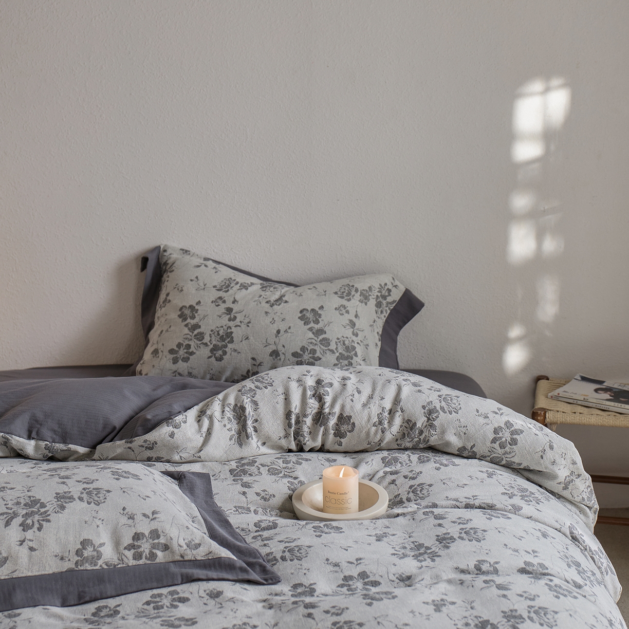 91家纺网 家纺一手货源 找家纺 梦享生活家居 2025新款双层纱提花四件套-砚秋系列 砚秋灰