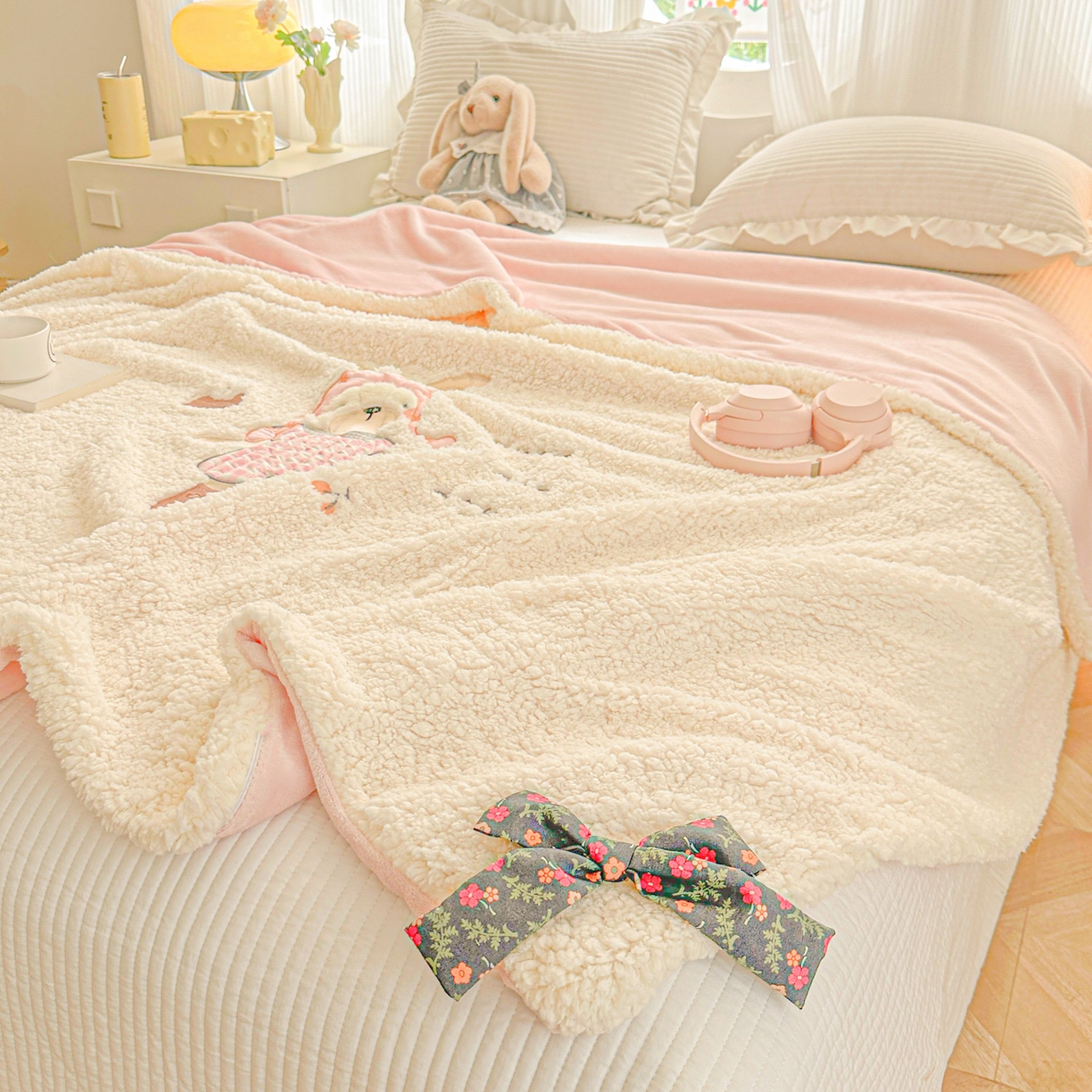 91家纺网 家纺一手货源 找家纺 （总）子钦家纺 2025新款加厚羊羔绒牛奶绒卡通贴布绣多功能毛毯