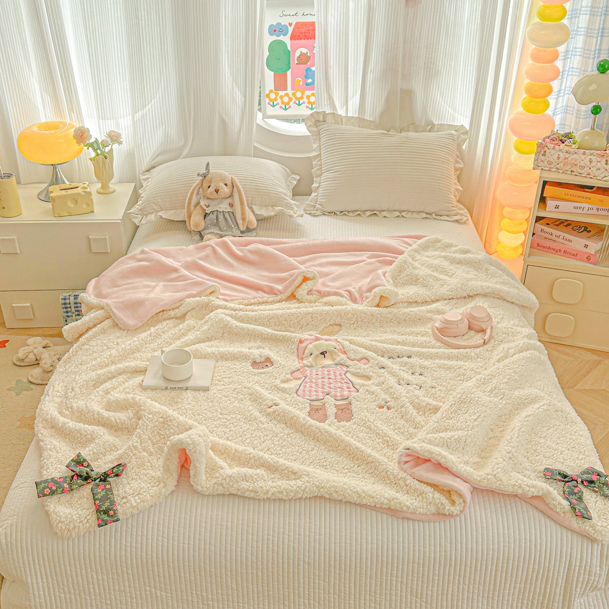 91家纺网 家纺一手货源 找家纺 （总）子钦家纺 2025新款加厚羊羔绒牛奶绒卡通贴布绣多功能毛毯