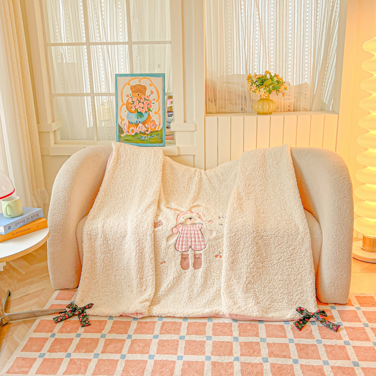 91家纺网 家纺一手货源 找家纺 （总）子钦家纺 2025新款加厚羊羔绒牛奶绒卡通贴布绣多功能毛毯