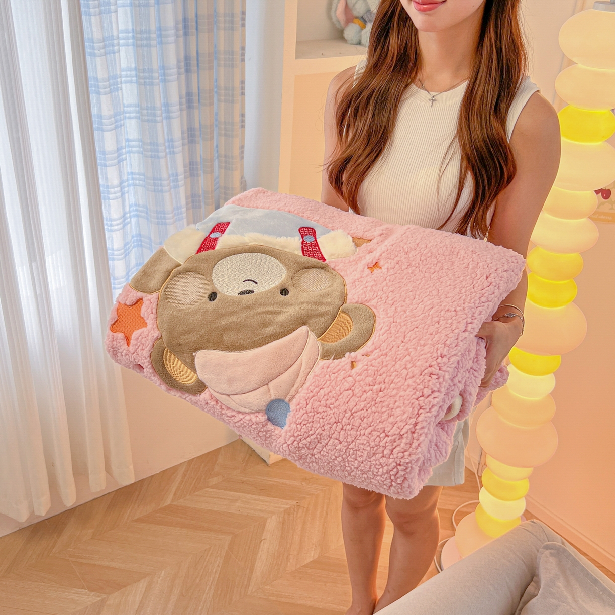 91家纺网 家纺一手货源 找家纺 （总）子钦家纺 2025新款加厚羊羔绒牛奶绒卡通贴布绣多功能毛毯