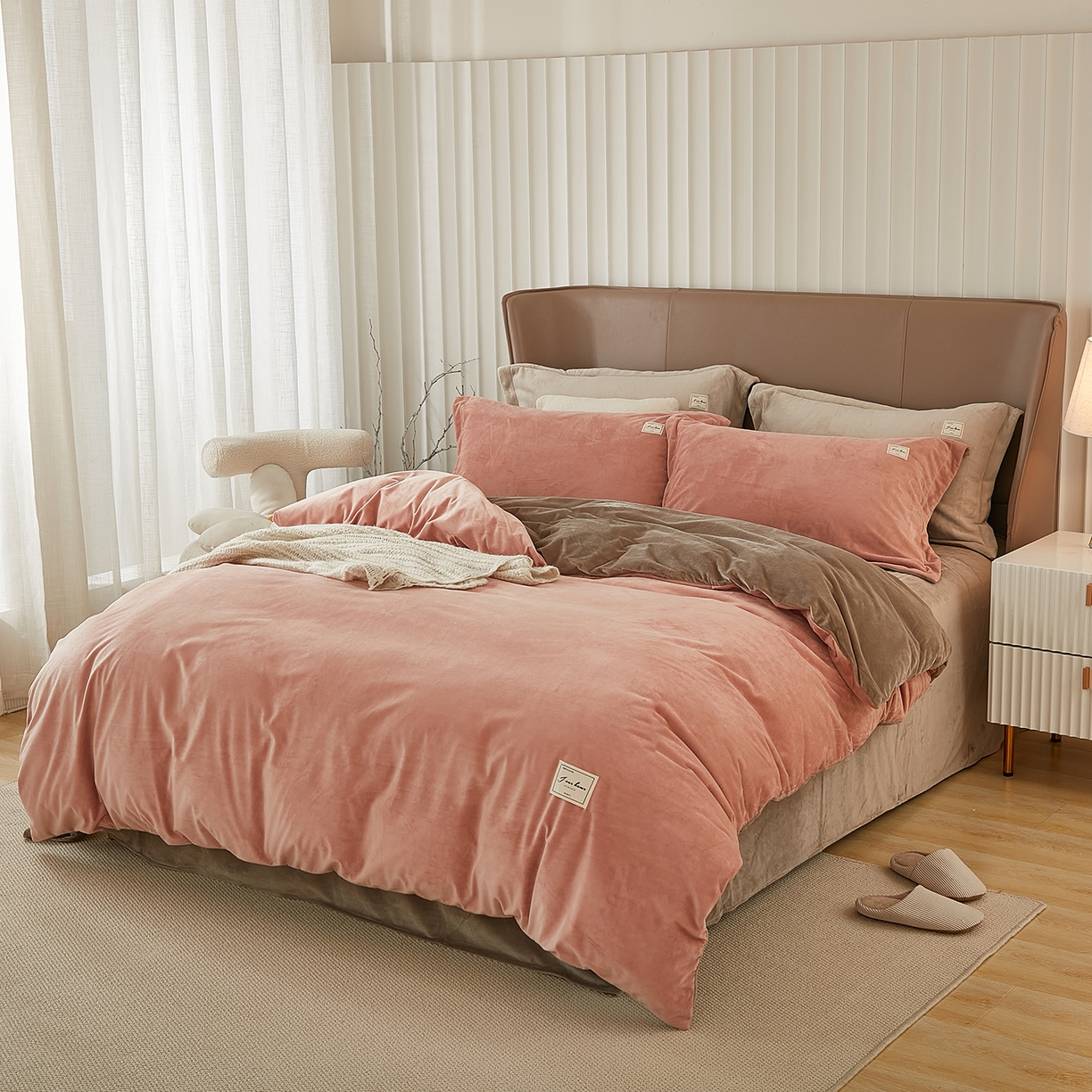 91家纺网 家纺一手货源 找家纺 （总）悦然毛巾被 2025新款高克重德芙绒双拼四件套