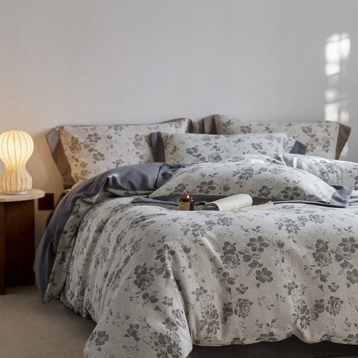 91家纺网 家纺一手货源 找家纺 （总）梦享生活家居 2025新款双层纱提花四件套-砚秋系列