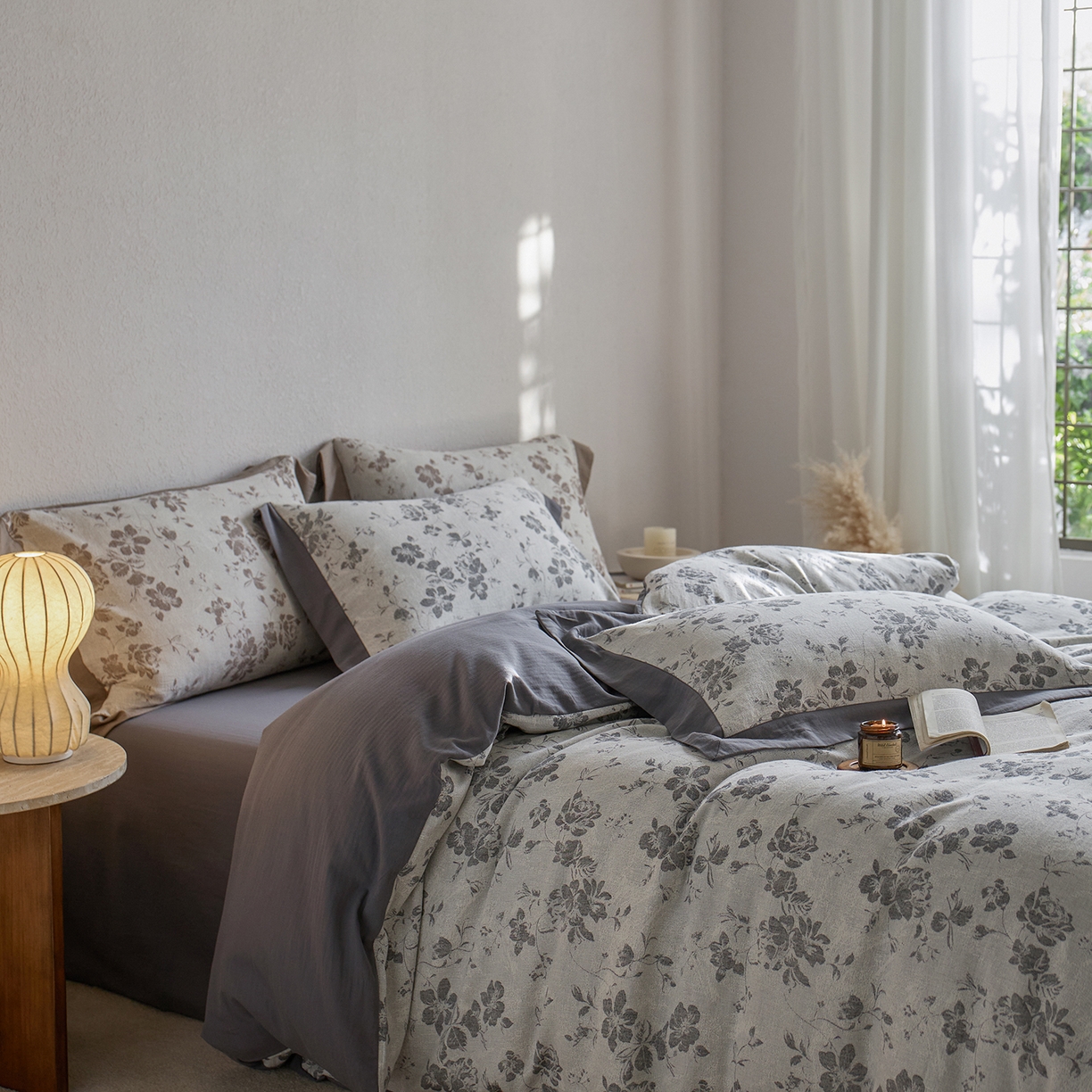 91家纺网 家纺一手货源 找家纺 （总）梦享生活家居 2025新款双层纱提花四件套-砚秋系列