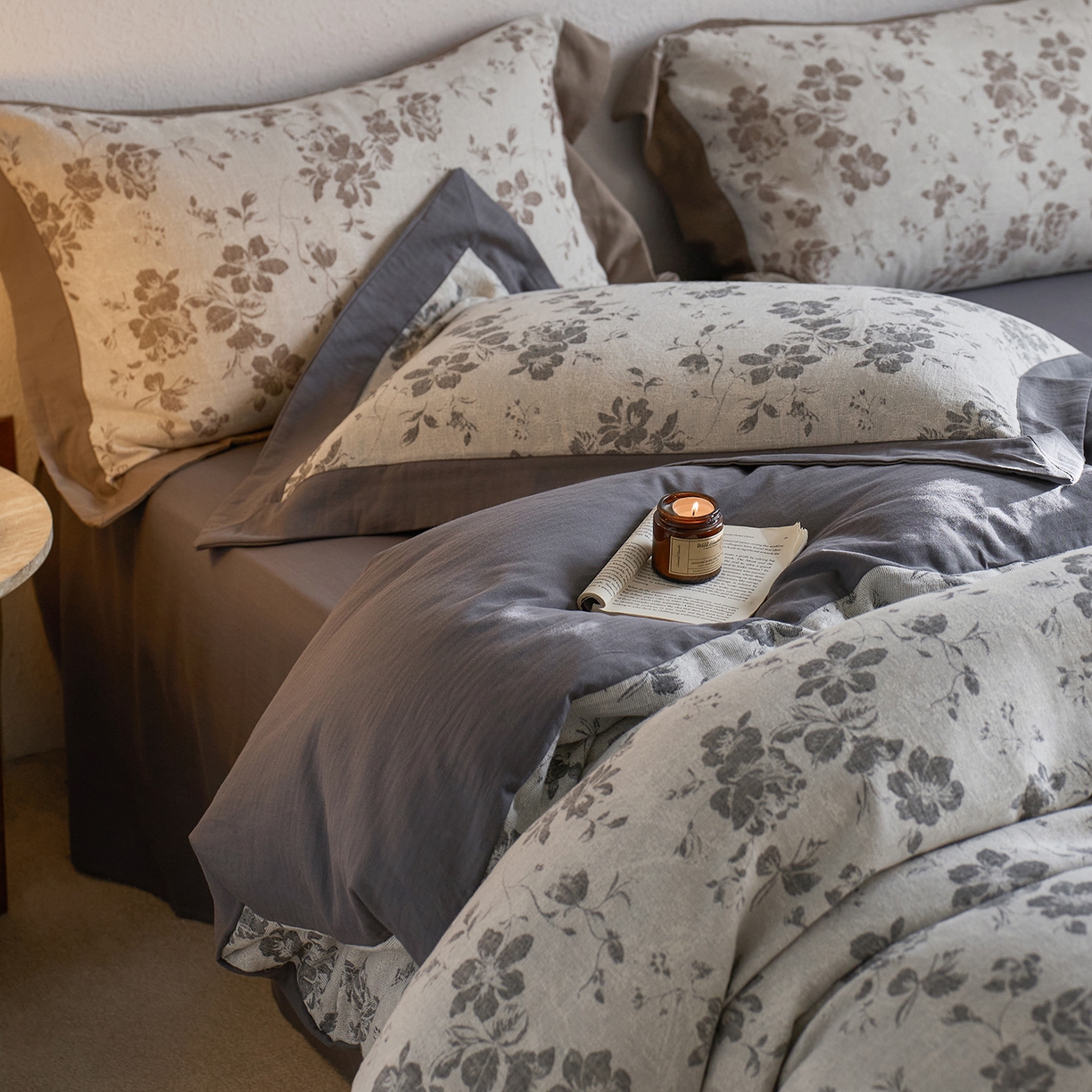 91家纺网 家纺一手货源 找家纺 （总）梦享生活家居 2025新款双层纱提花四件套-砚秋系列