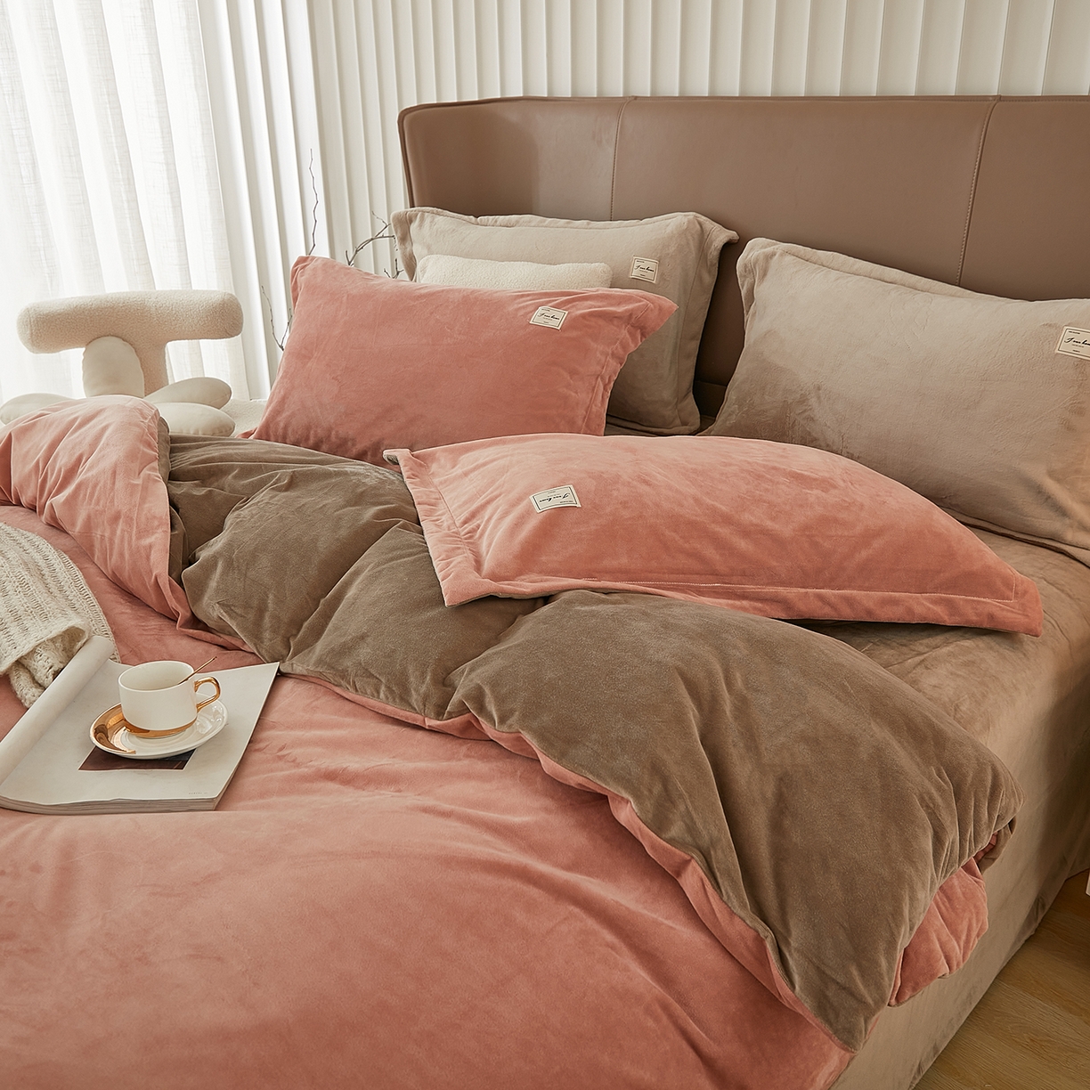 91家纺网 家纺一手货源 找家纺 （总）悦然毛巾被 2025新款高克重德芙绒双拼四件套