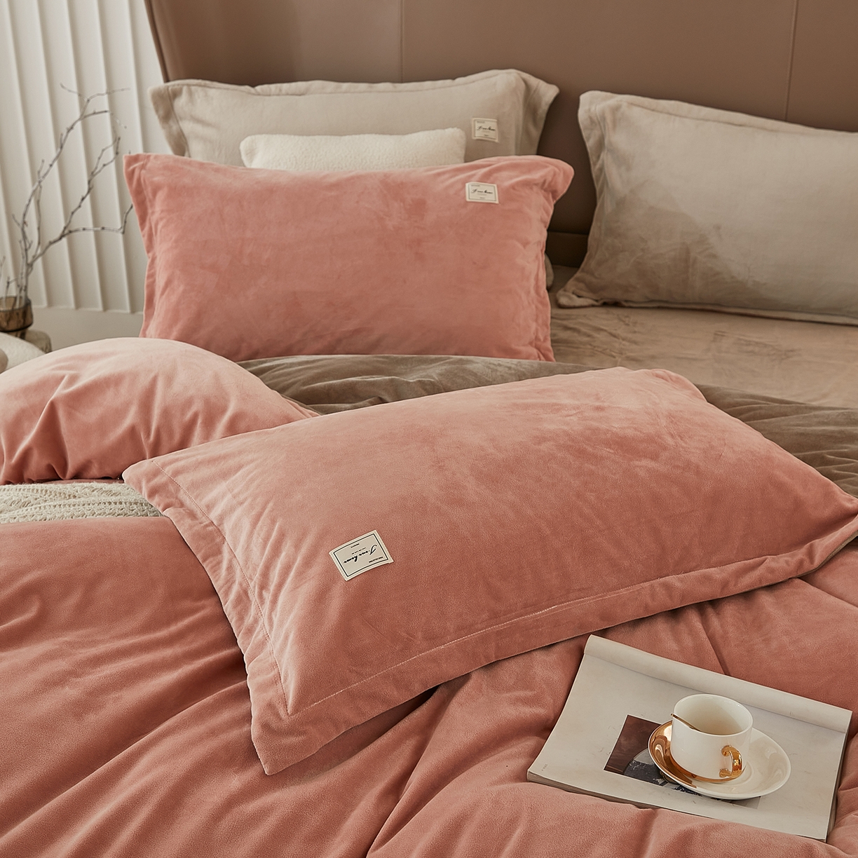 91家纺网 家纺一手货源 找家纺 （总）悦然毛巾被 2025新款高克重德芙绒双拼四件套