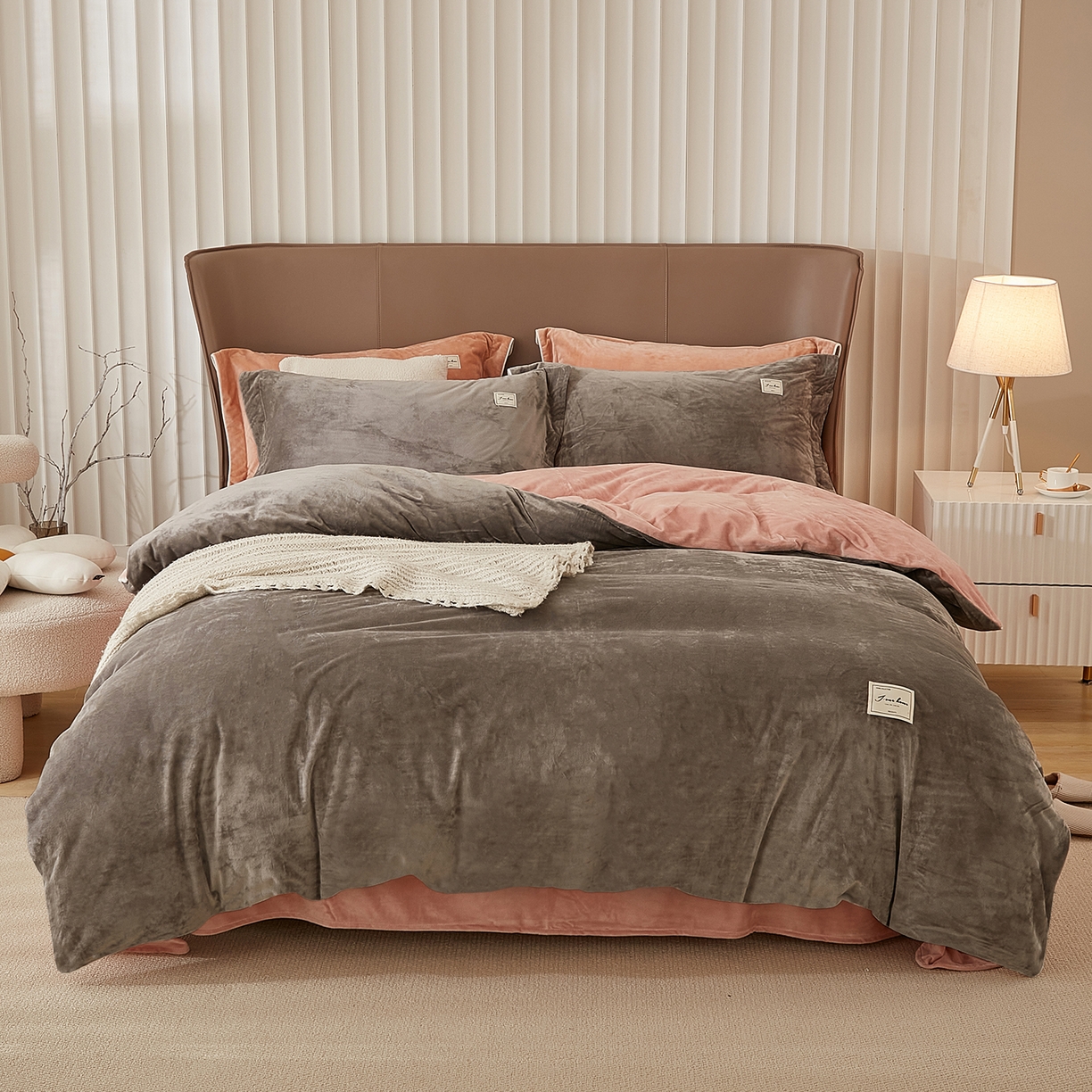 91家纺网 家纺一手货源 找家纺 （总）悦然毛巾被 2025新款高克重德芙绒双拼四件套