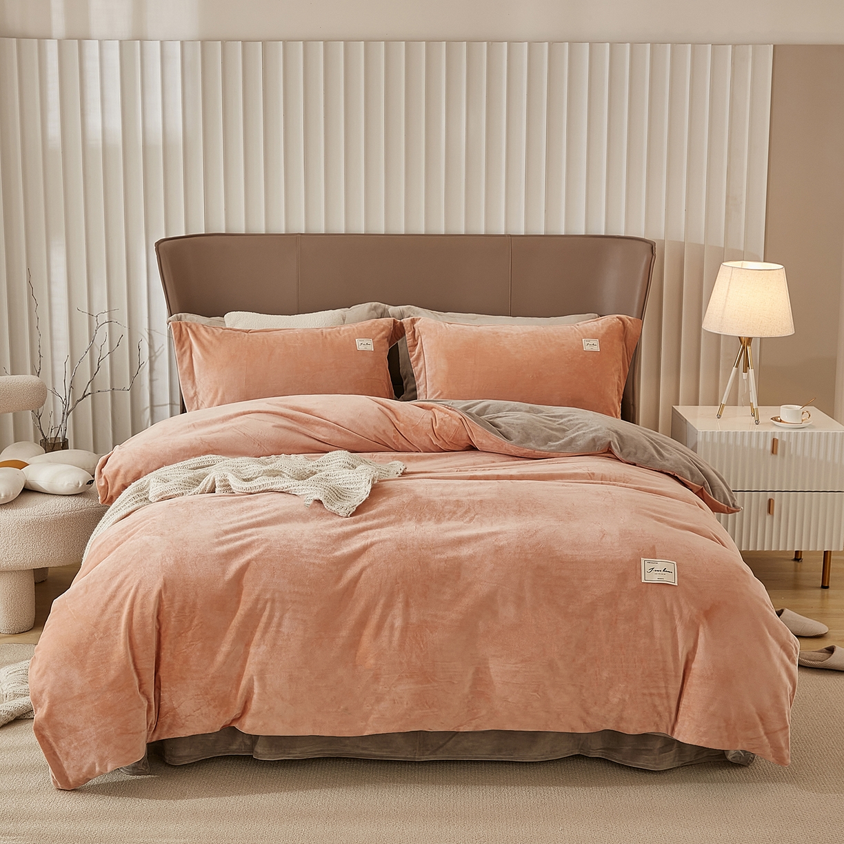 91家纺网 家纺一手货源 找家纺 （总）悦然毛巾被 2025新款高克重德芙绒双拼四件套