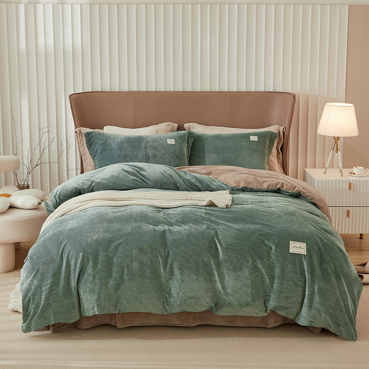 91家纺网 家纺一手货源 找家纺 （总）悦然毛巾被 2025新款高克重德芙绒双拼四件套