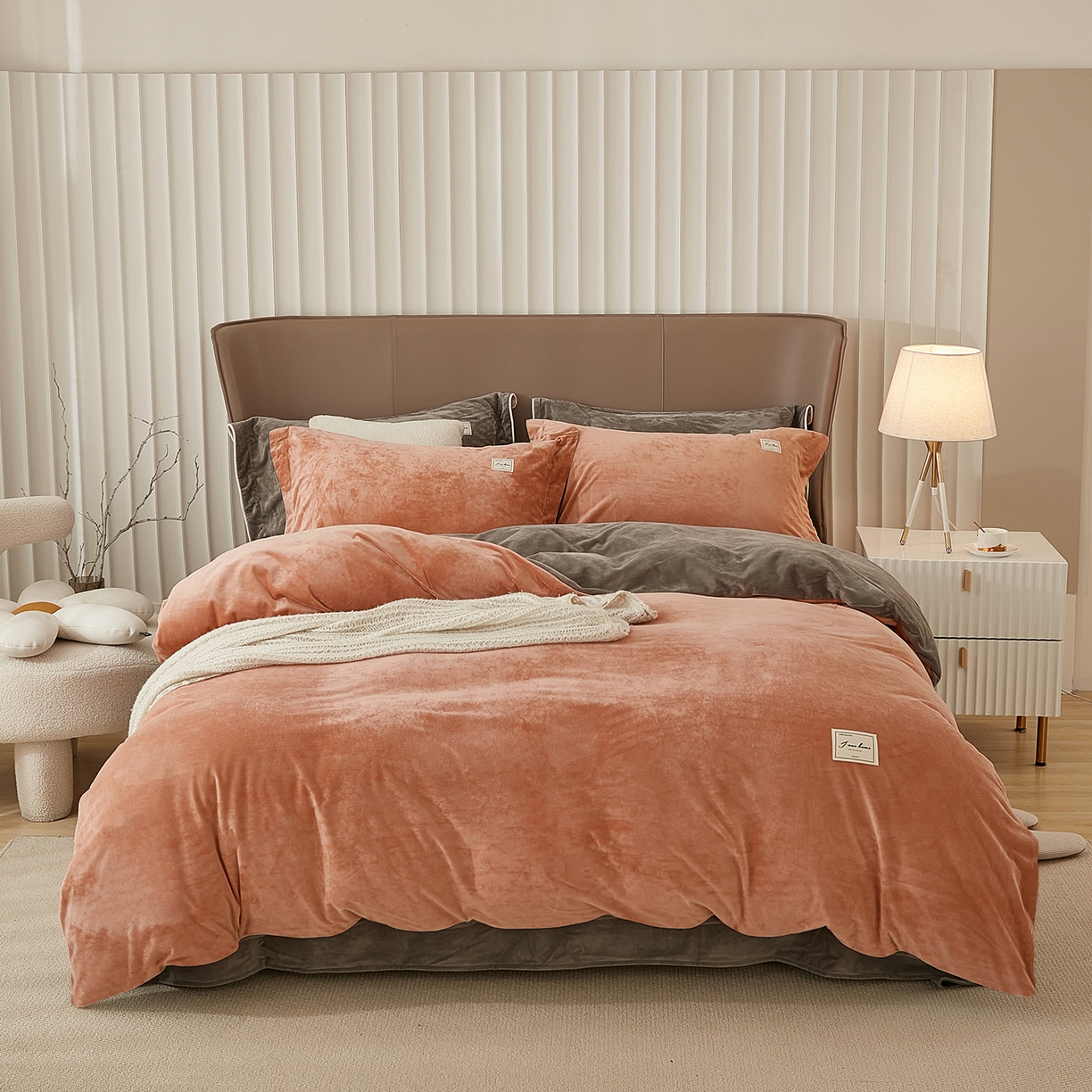 91家纺网 家纺一手货源 找家纺 （总）悦然毛巾被 2025新款高克重德芙绒双拼四件套