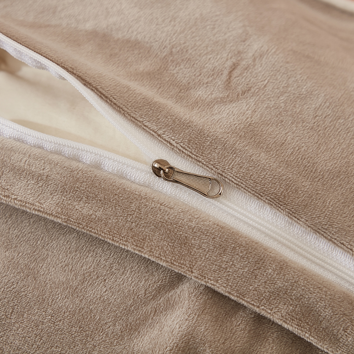 91家纺网 家纺一手货源 找家纺 悦然毛巾被 2025新款高克重德芙绒双拼四件套 暖玉米咖