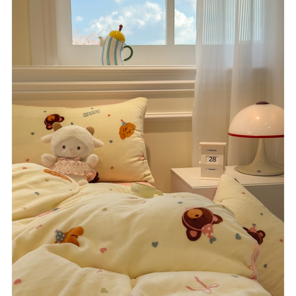 91家纺网 家纺一手货源 找家纺 yyds网供 2025新款牛奶绒四件套ins风加厚床品卡通印花三件套双面法兰绒秋冬保暖不静电 风格二 多彩缤纷美梦