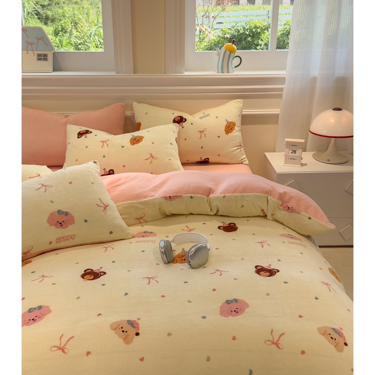 91家纺网 家纺一手货源 找家纺 yyds网供 2025新款牛奶绒四件套ins风加厚床品卡通印花三件套双面法兰绒秋冬保暖不静电 风格二 多彩缤纷美梦