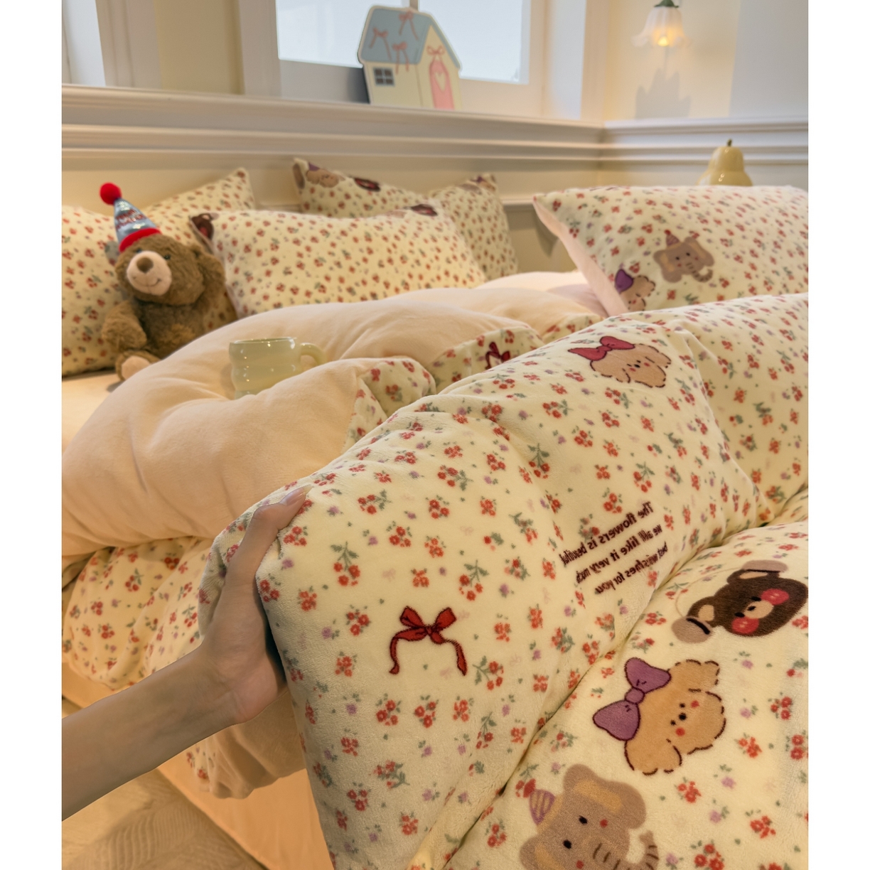 91家纺网 家纺一手货源 找家纺 yyds网供 2025新款牛奶绒四件套ins风加厚床品卡通印花三件套双面法兰绒秋冬保暖不静电 风格二 动物乐园