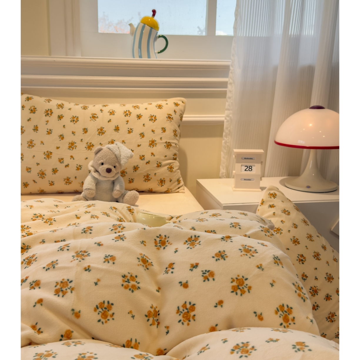 91家纺网 家纺一手货源 找家纺 yyds网供 2025新款牛奶绒四件套ins风加厚床品卡通印花三件套双面法兰绒秋冬保暖不静电 风格二 田园春兰秋菊