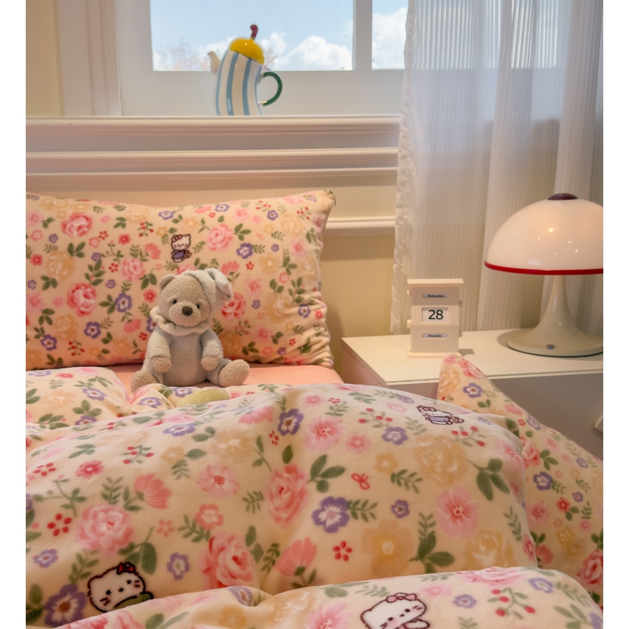 91家纺网 家纺一手货源 找家纺 yyds网供 2025新款牛奶绒四件套ins风加厚床品卡通印花三件套双面法兰绒秋冬保暖不静电 风格二 花园猫语日记