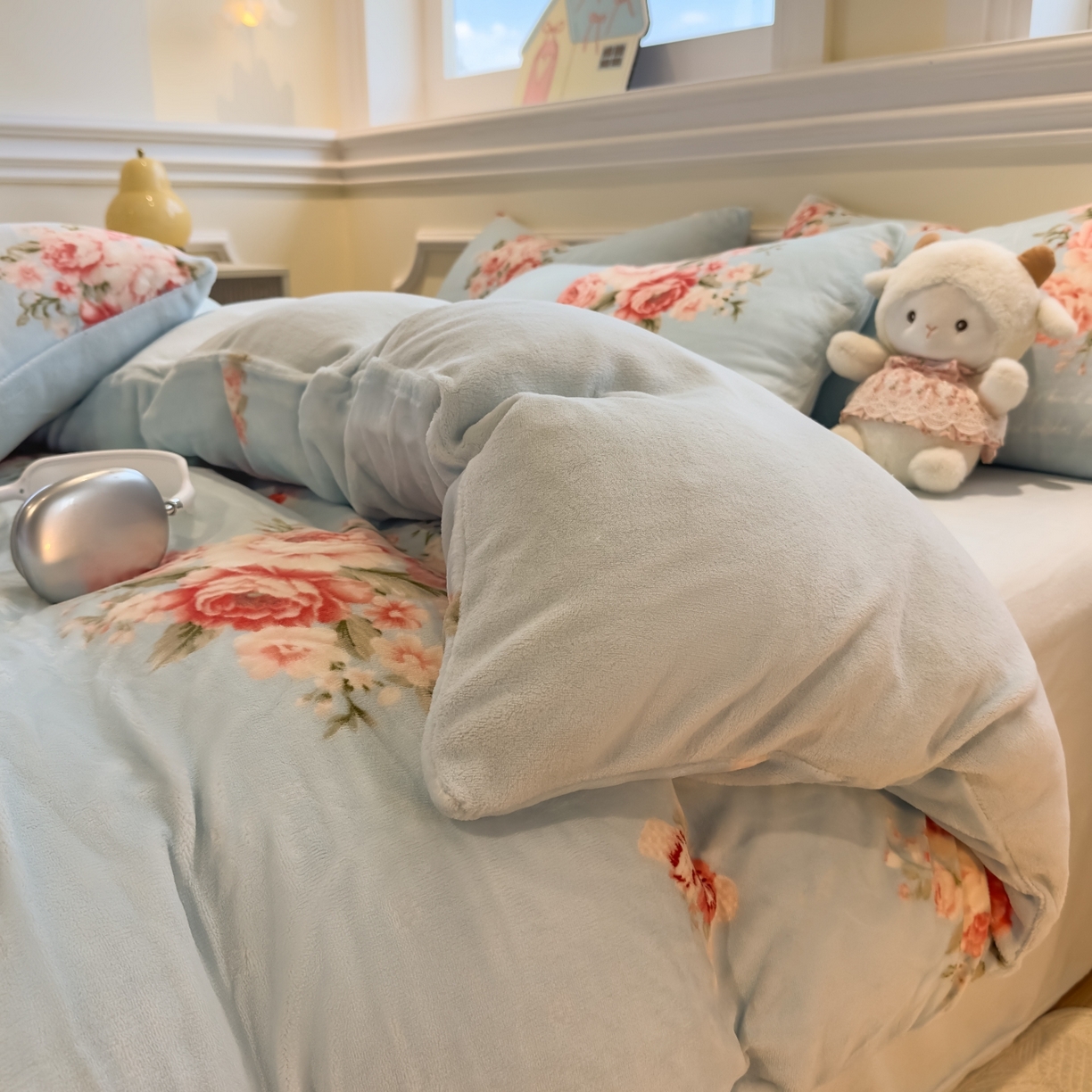 91家纺网 家纺一手货源 找家纺 yyds网供 2025新款牛奶绒四件套ins风加厚床品卡通印花三件套双面法兰绒秋冬保暖不静电 风格二 丽丝鲜花绽放