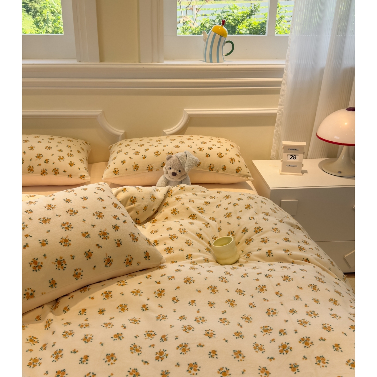 91家纺网 家纺一手货源 找家纺 yyds网供 2025新款牛奶绒四件套ins风加厚床品卡通印花三件套双面法兰绒秋冬保暖不静电 风格二 田园春兰秋菊