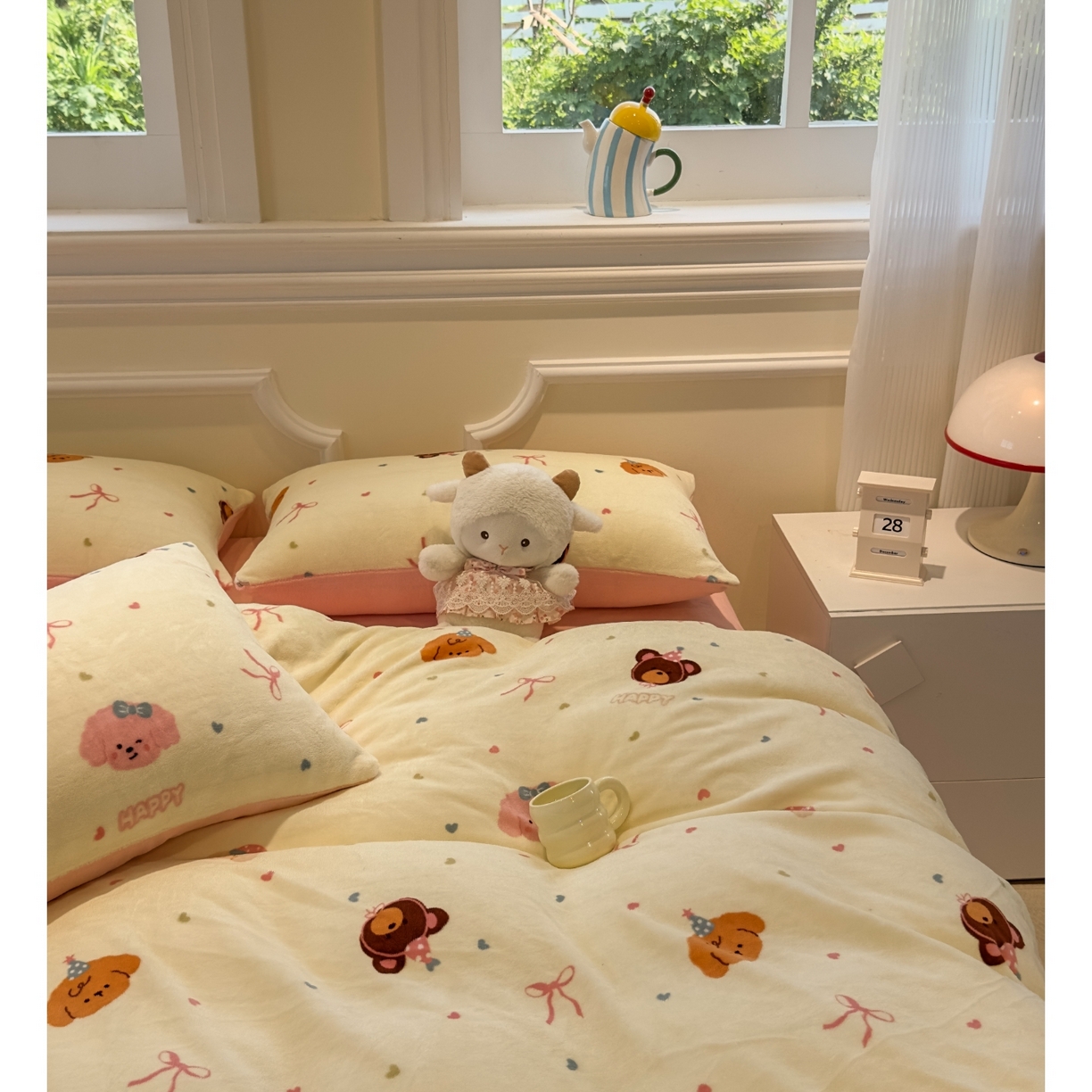 91家纺网 家纺一手货源 找家纺 yyds网供 2025新款牛奶绒四件套ins风加厚床品卡通印花三件套双面法兰绒秋冬保暖不静电 风格二 多彩缤纷美梦