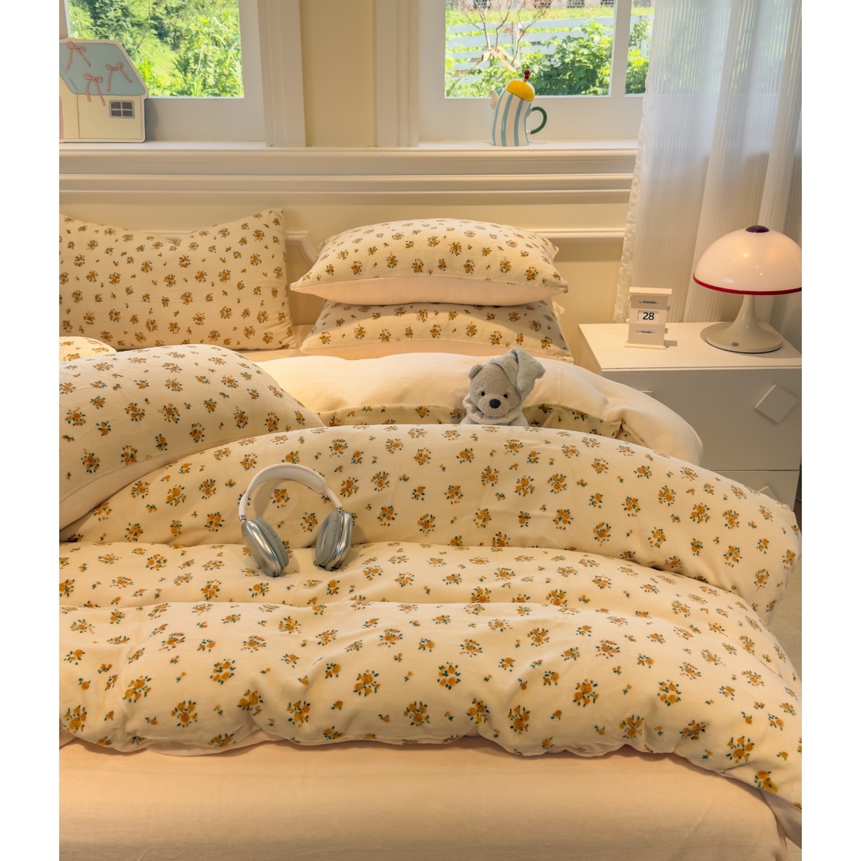 91家纺网 家纺一手货源 找家纺 yyds网供 2025新款牛奶绒四件套ins风加厚床品卡通印花三件套双面法兰绒秋冬保暖不静电 风格二 田园春兰秋菊