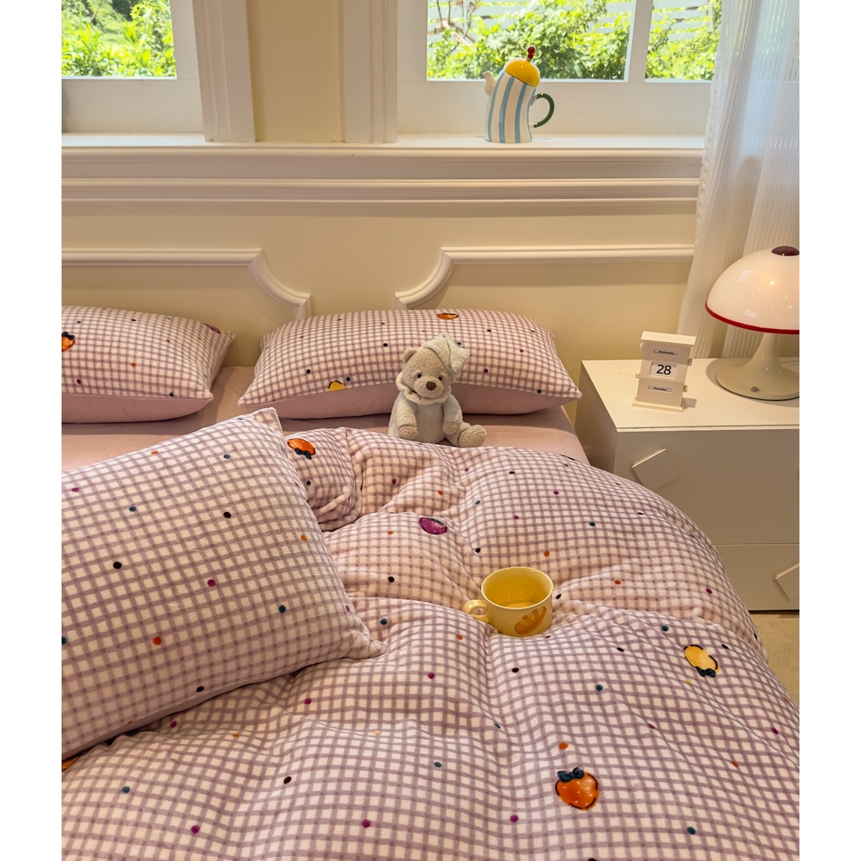 91家纺网 家纺一手货源 找家纺 （总）yyds网供 2025新款牛奶绒四件套ins风加厚床品卡通印花三件套双面法兰绒秋冬保暖不静电 风格二