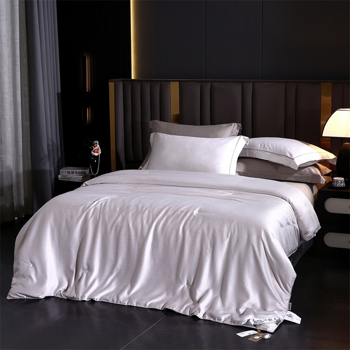 91家纺网 家纺一手货源 找家纺 前程家纺 2025新款-珍珠提花被冬被蚕蛹蛋白被子冬被芯 珍珠提花-浅灰色