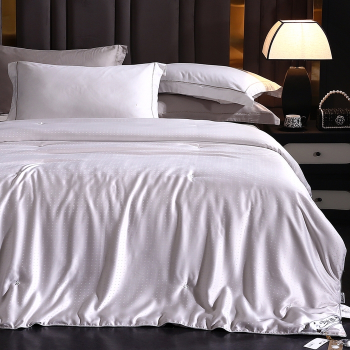 91家纺网 家纺一手货源 找家纺 前程家纺 2025新款-珍珠提花被冬被蚕蛹蛋白被子冬被芯 珍珠提花-浅灰色