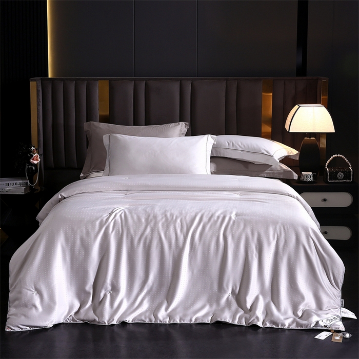 91家纺网 家纺一手货源 找家纺 前程家纺 2025新款-珍珠提花被冬被蚕蛹蛋白被子冬被芯 珍珠提花-浅灰色