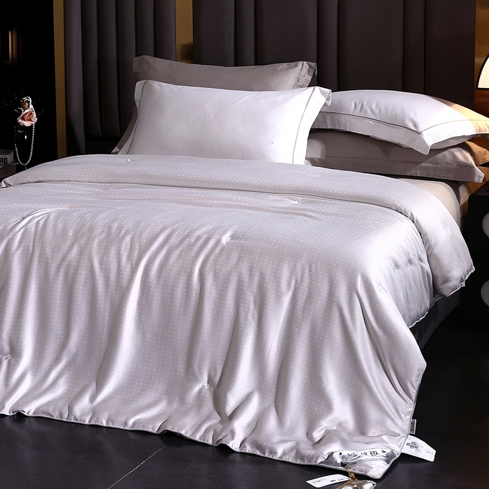 91家纺网 家纺一手货源 找家纺 前程家纺 2025新款-珍珠提花被冬被蚕蛹蛋白被子冬被芯 珍珠提花-浅灰色