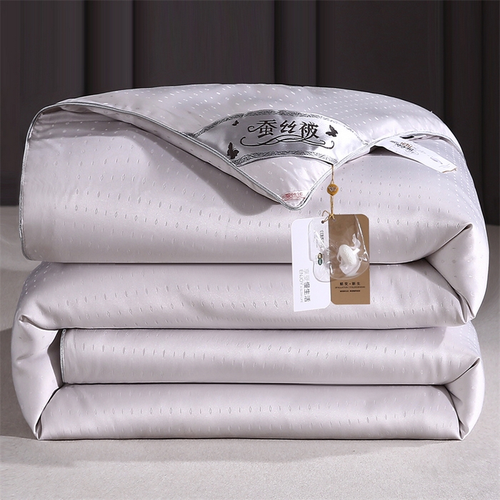 91家纺网 家纺一手货源 找家纺 前程家纺 2025新款-珍珠提花被冬被蚕蛹蛋白被子冬被芯 珍珠提花-浅灰色