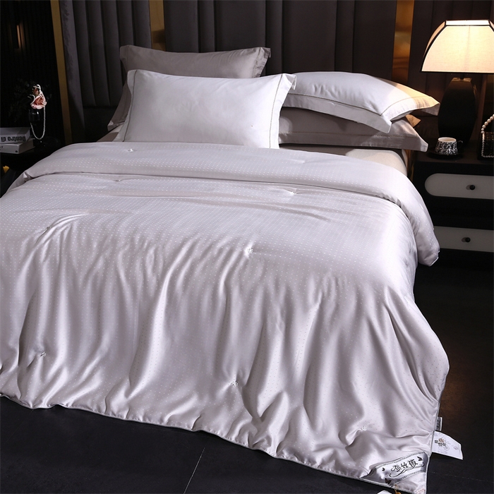 91家纺网 家纺一手货源 找家纺 前程家纺 2025新款-珍珠提花被冬被蚕蛹蛋白被子冬被芯 珍珠提花-浅灰色