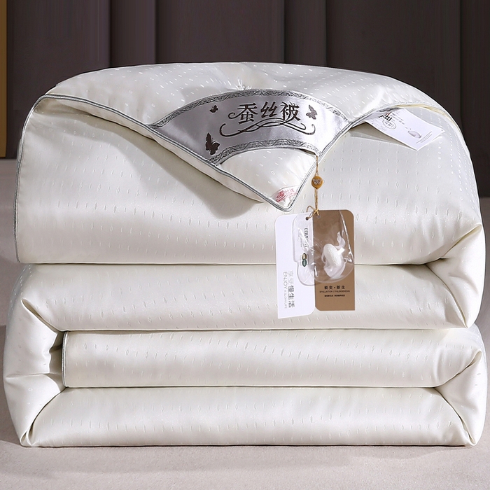 91家纺网 家纺一手货源 找家纺 前程家纺 2025新款-珍珠提花被冬被蚕蛹蛋白被子冬被芯 珍珠提花-米白