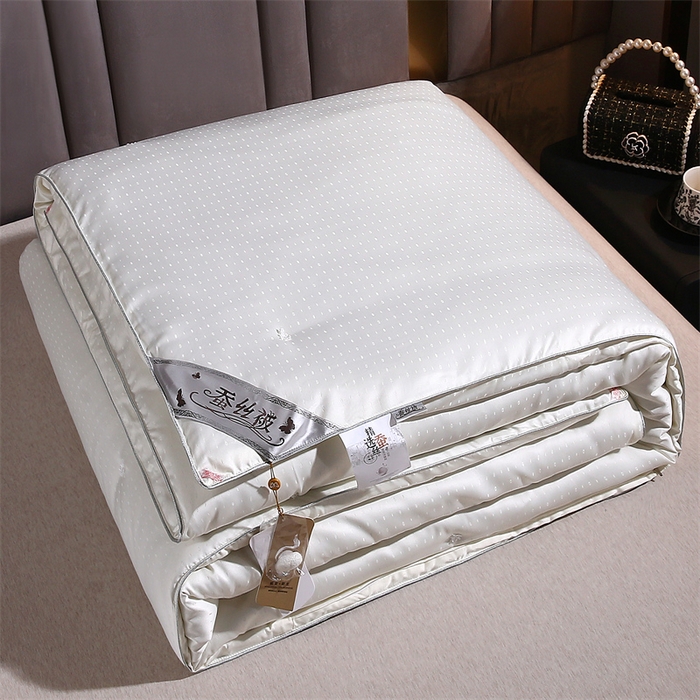 前程家纺 2025新款-珍珠提花被冬被蚕蛹蛋白被子冬被芯 珍珠提花-米白