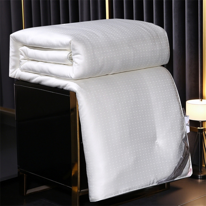 91家纺网 家纺一手货源 找家纺 前程家纺 2025新款-珍珠提花被冬被蚕蛹蛋白被子冬被芯 珍珠提花-米白