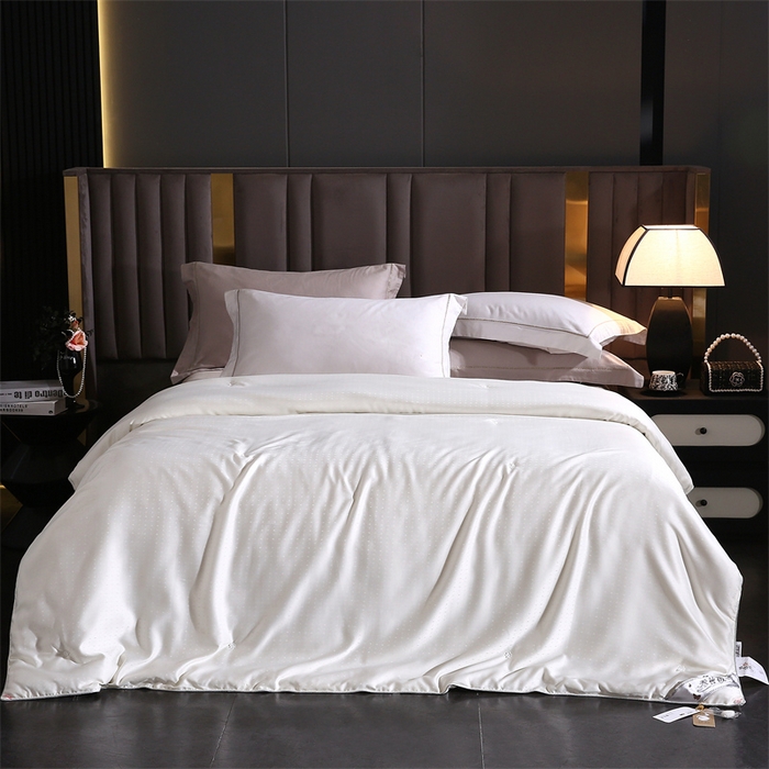 91家纺网 家纺一手货源 找家纺 前程家纺 2025新款-珍珠提花被冬被蚕蛹蛋白被子冬被芯 珍珠提花-米白