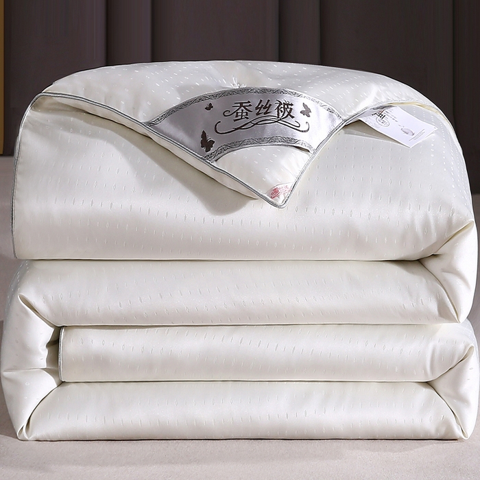 91家纺网 家纺一手货源 找家纺 前程家纺 2025新款-珍珠提花被冬被蚕蛹蛋白被子冬被芯 珍珠提花-米白