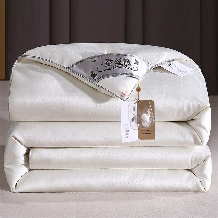 91家纺网 家纺一手货源 找家纺 前程家纺 2025新款-珍珠提花被冬被蚕蛹蛋白被子冬被芯 珍珠提花-米白