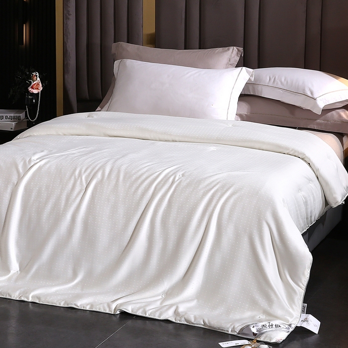 91家纺网 家纺一手货源 找家纺 前程家纺 2025新款-珍珠提花被冬被蚕蛹蛋白被子冬被芯 珍珠提花-米白