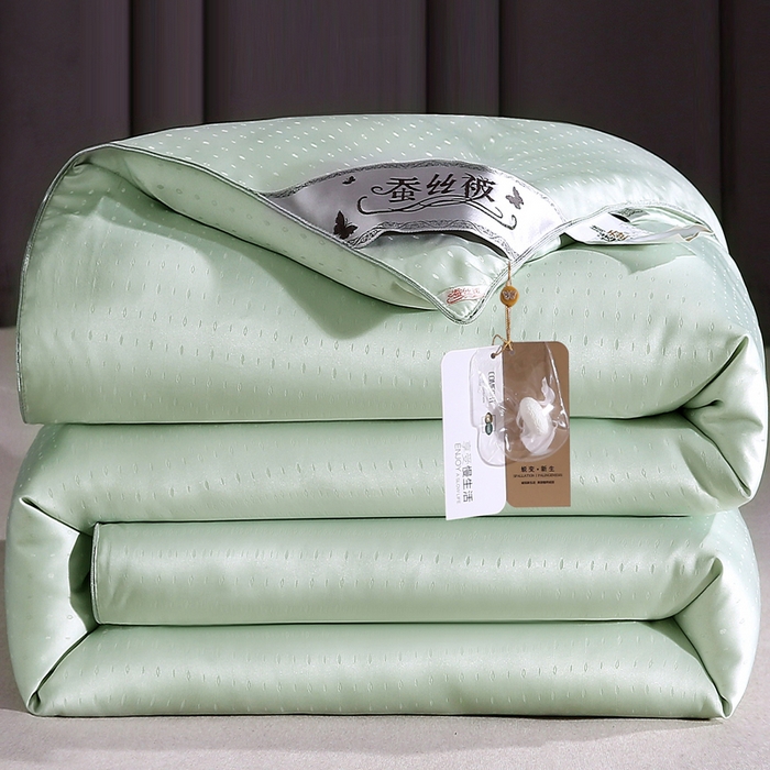 91家纺网 家纺一手货源 找家纺 前程家纺 2025新款-珍珠提花被冬被蚕蛹蛋白被子冬被芯 珍珠提花-浅绿色